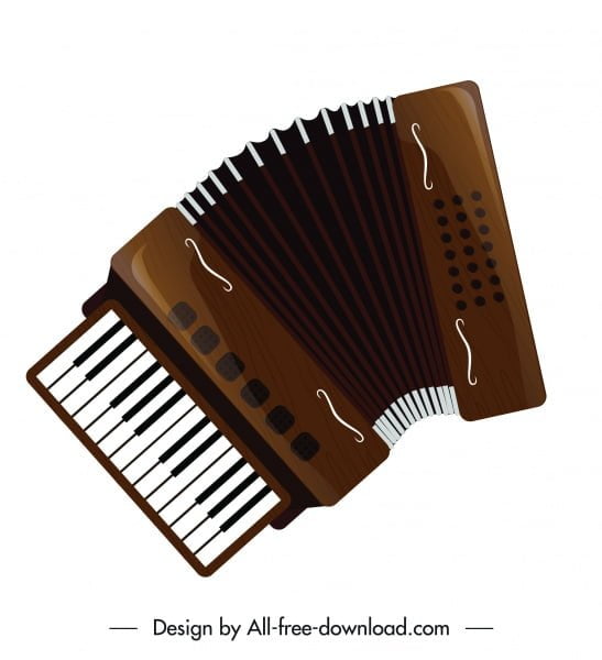 [ai] Accordion instrument icon shiny brown decor contemporary design Free vector 3.50MB