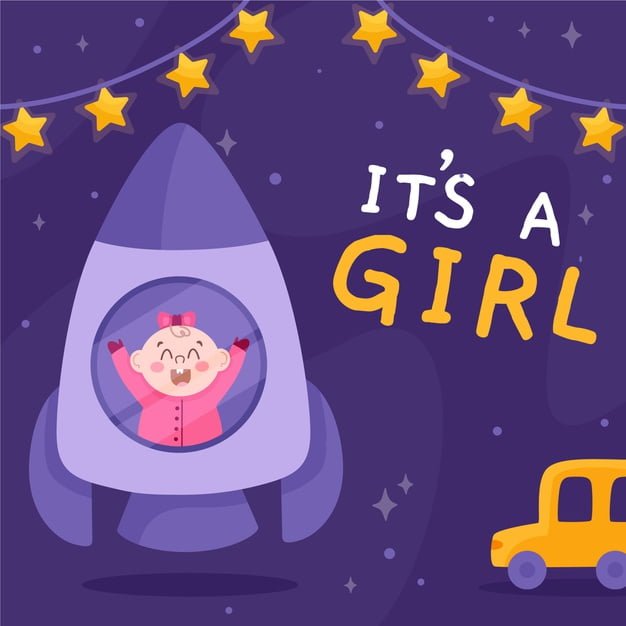 [ai] Baby shower girl concept Free Vector