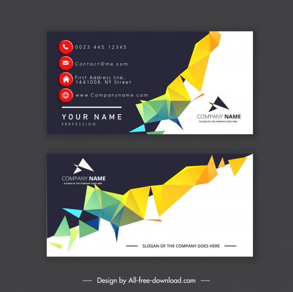 [ai] Business card template colorful geometric lowpoly 3d decor Free vector 2.51MB