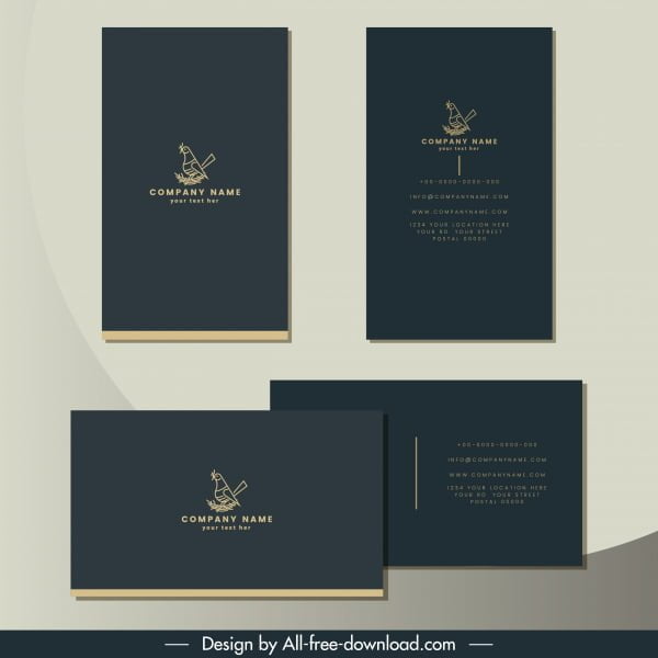 [ai] Business card template elegant grey plain bird sketch Free vector 871.40KB