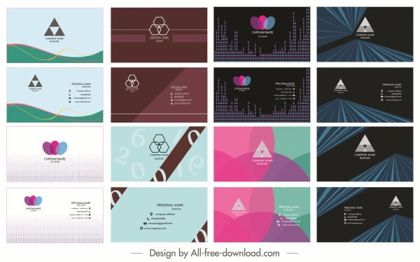 [ai] Business cards collection dark bright modern abstract decor Free vector 7.99MB