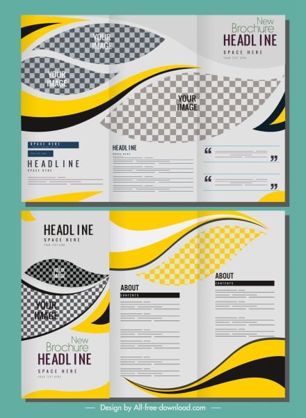 [ai] Corporate brochure templates bright modern checkered curves decor Free vector 2.99MB
