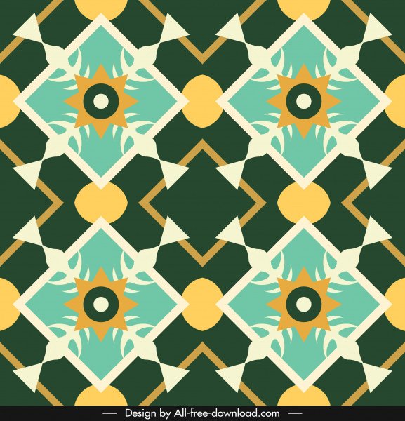 [ai] Decorative pattern template colorful flat symmetric illusion Free vector 1.35MB