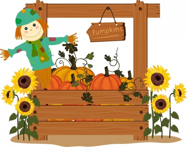 [ai] Farm products background wood pumpkins sunflowers dummy icons Free vector 5.13MB
