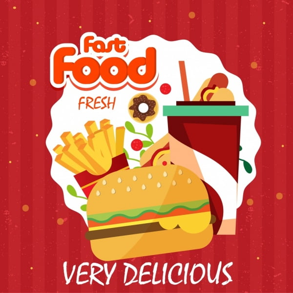 [ai] Fast food advertisement hamburger chips drink icons Free vector 4.56MB