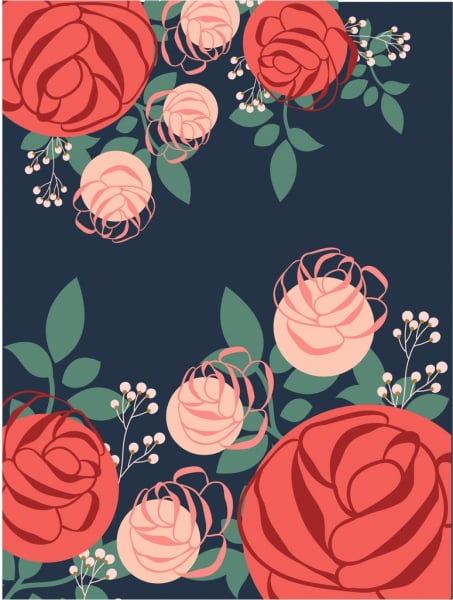 [ai] Flowers background multicolored rose icons decoration Free vector 3.19MB