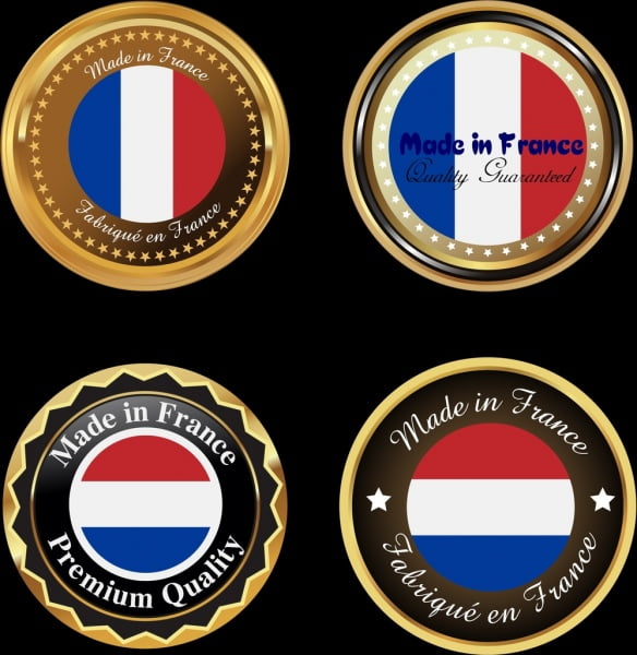 [ai] France medals collection flag design shiny golden circles Free vector 2.43MB