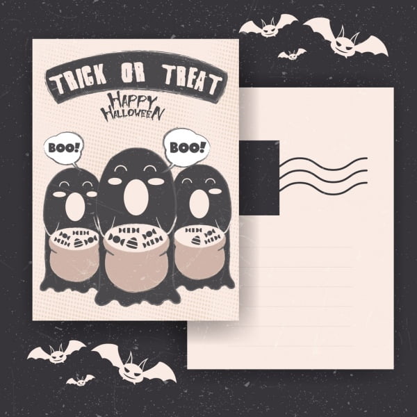 [ai] Halloween postcard template dark tribal decoration Free vector 9.99MB