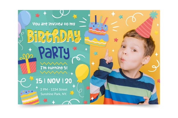 [ai] Happy birthday invitation template Free Vector - Pikoff