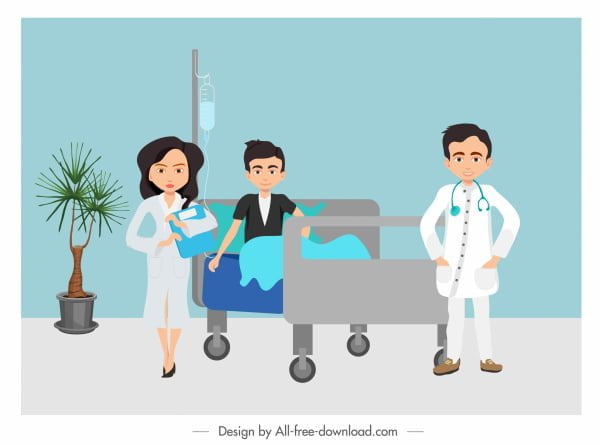 [ai] Hospital painting colored cartoon design Free vector 2.17MB