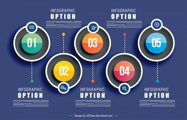 [ai] Infographic template colorful modern flat symmetric circles decor Free vector 3.53MB
