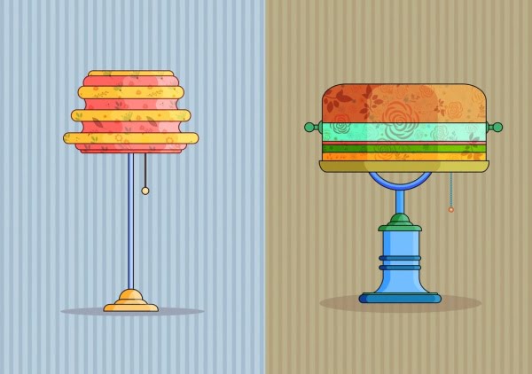 [ai] Lamp icons colorful classical decor Free vector 4.19MB
