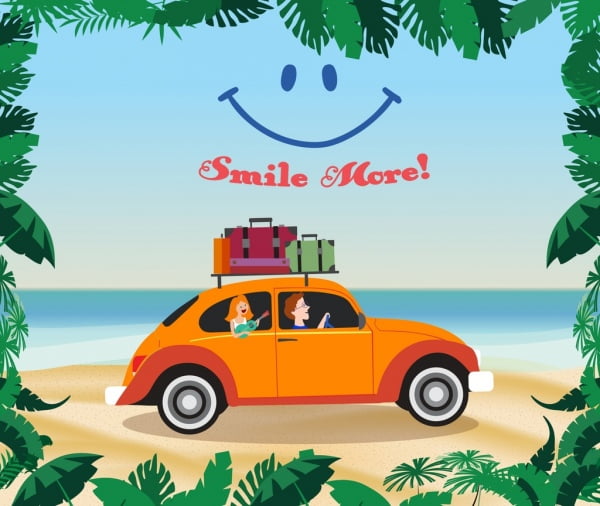 [ai] Lifestyle banner beach vacation smile icons cartoon design Free vector 6.21MB