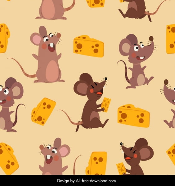 [ai] Mice cheese pattern cute cartoon characters decor Free vector 2.80MB