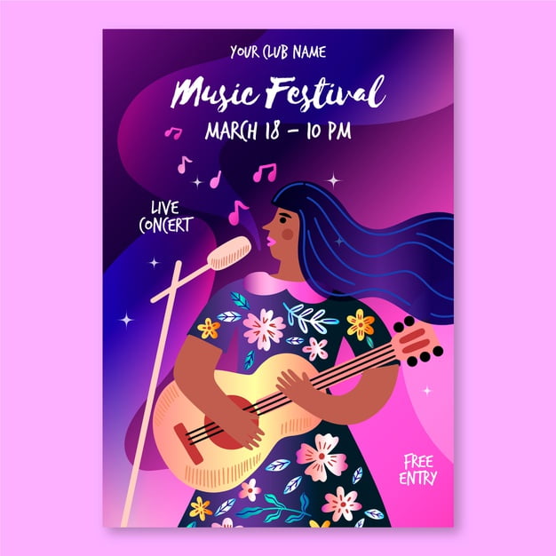 [ai] Music poster template Free Vector