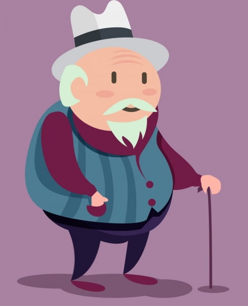 [ai] Old man drawing colored cartoon design Free vector 1.89MB