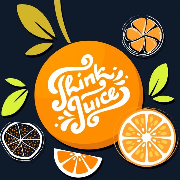 [ai] Orange juice advertising flat classical colored design Free vector 4.73MB