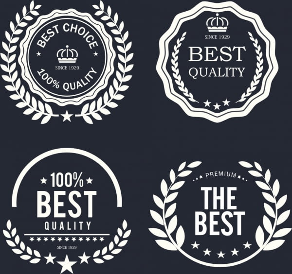 [ai] Quality warranty labels collection retro flat circle design Free vector 3.18MB