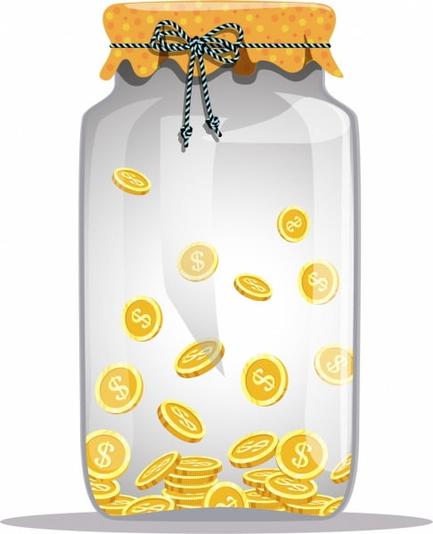 [ai] Savings concept background glass jar golden coins icons Free vector 3.84MB