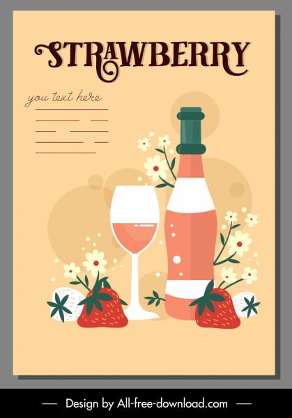 [ai] Strawberry beverage advertising poster colorful classic design Free vector 2.30MB