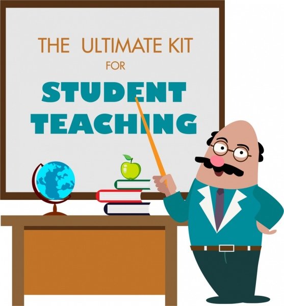 [ai] Teaching tools advertisement teacher board icons colored cartoon Free vector 2.19MB