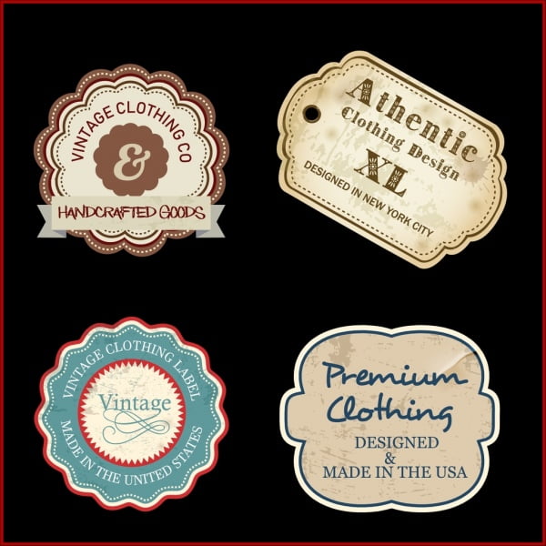 [ai] Textile labels collection flat retro shapes Free vector 4.74MB