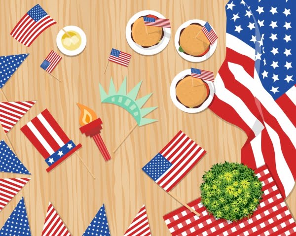 [ai] Usa icons flags decorated objects colorful design Free vector 7.26MB