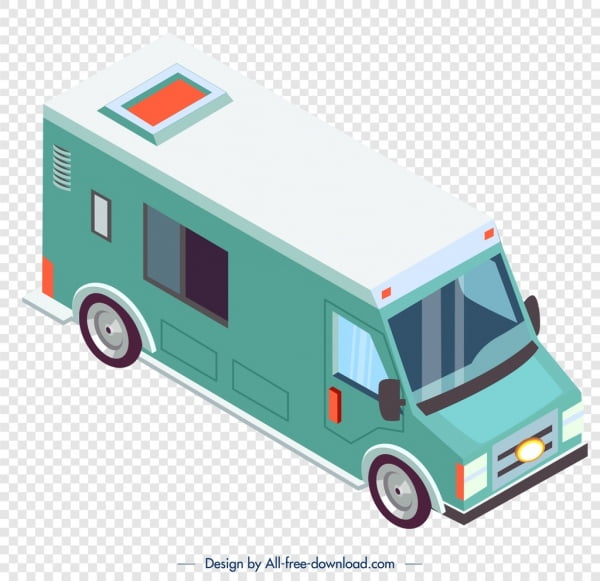 [ai] Van truck icon green 3d sketch Free vector 3.46MB