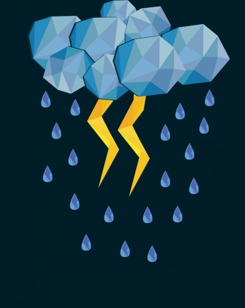 [ai] Weather background cloud rain thunder icons polygonal decoration Free vector 1.86MB
