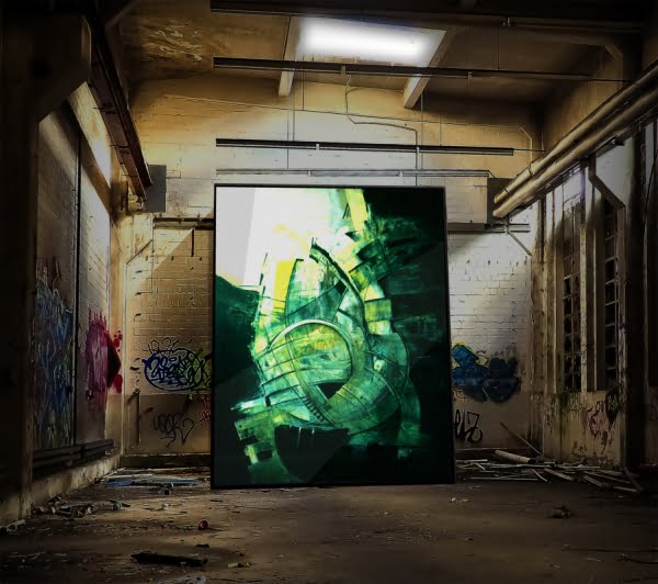 [jpeg] Abstract green painting in abandoned dirty room Free stock photos 1.27MB
