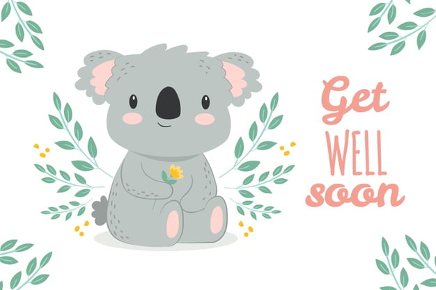 [ai] Get well soon illustration with koala Free Vector
