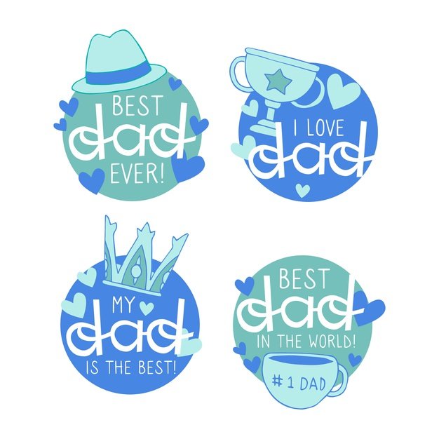 [ai] Hand drawn fathers day badges Free Vector