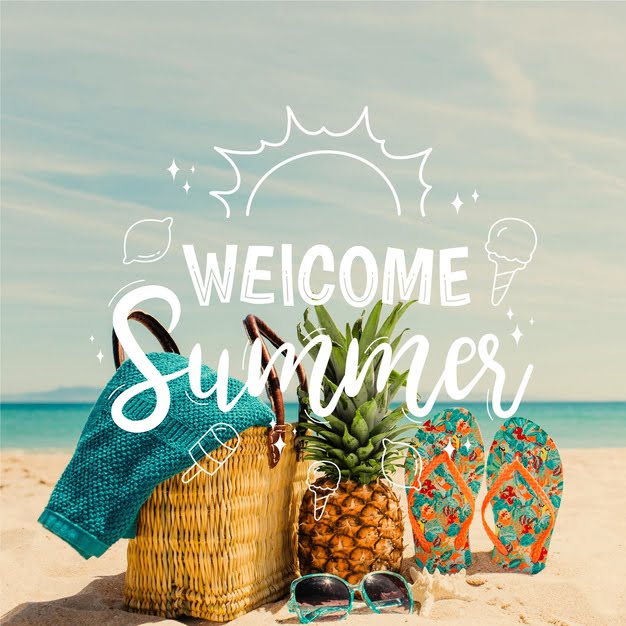 [ai] Hello summer ;ettering with photo Free Vector