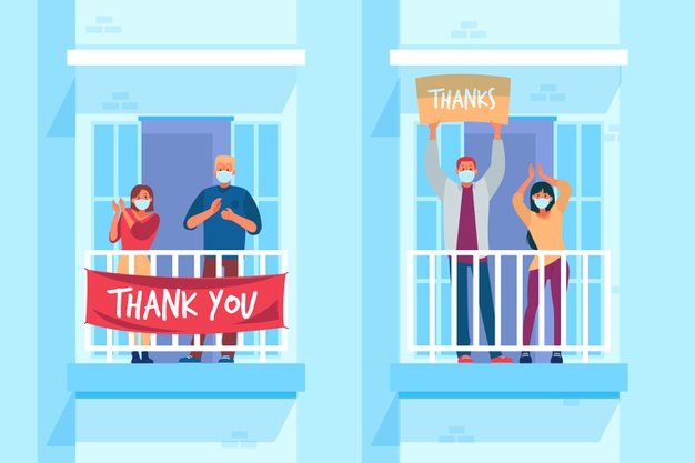 [ai] Illustration of people clapping on balconies Free Vector