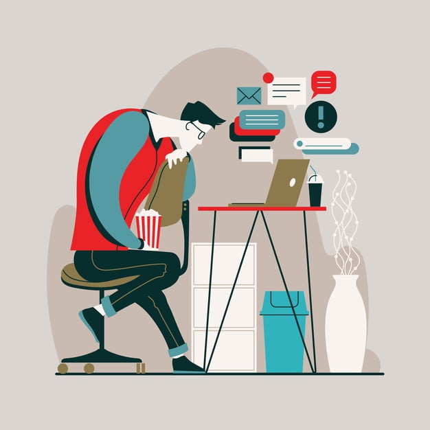 [ai] Man watching movies instead on working Free Vector