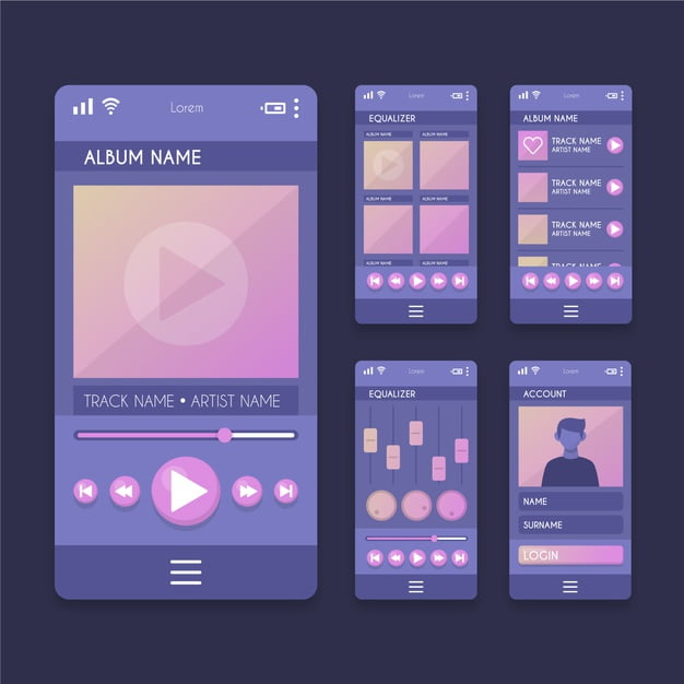 [ai] Music player app interface Free Vector