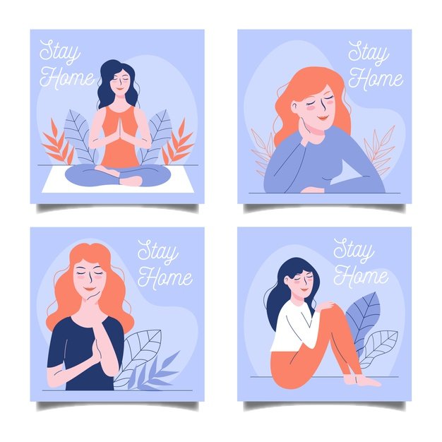 [ai] Stay at home event instagram story collection template Free Vector