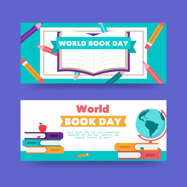 [ai] World book day banners in flat design Free Vector