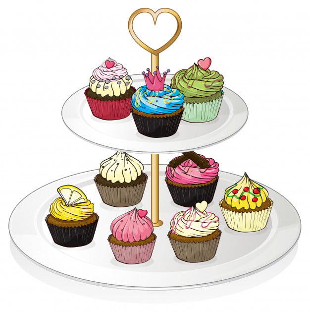 [ai] A tray with cupcakes Free Vector