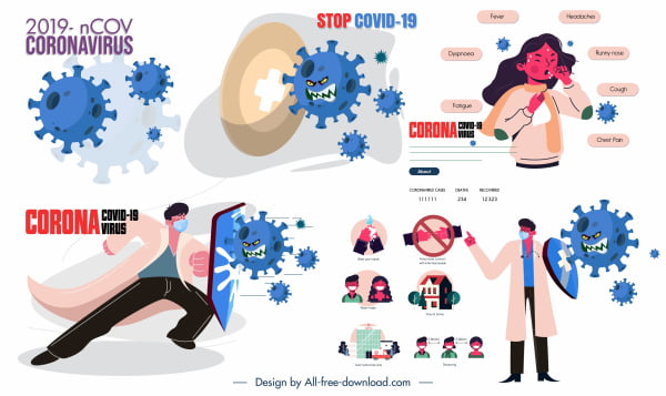 [ai] Covid 19 banners viruses patient fighting doctors sketch Free vector 3.85MB