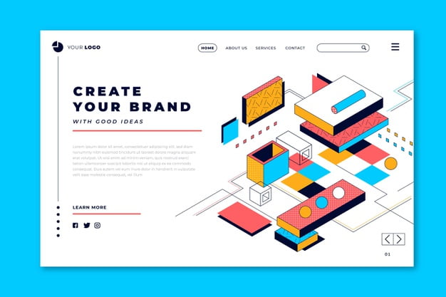 [ai] Create your brand lineal 3d landing page Free Vector