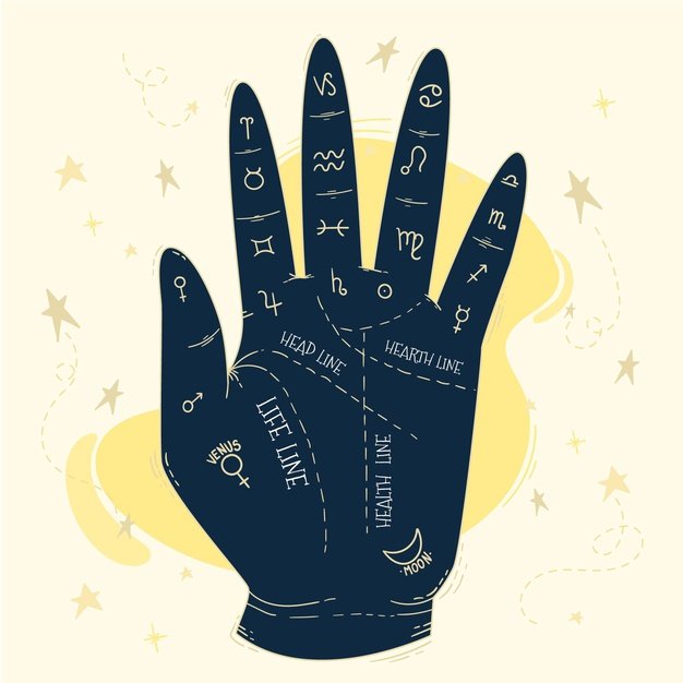 [ai] Palmistry illustration of hand Free Vector