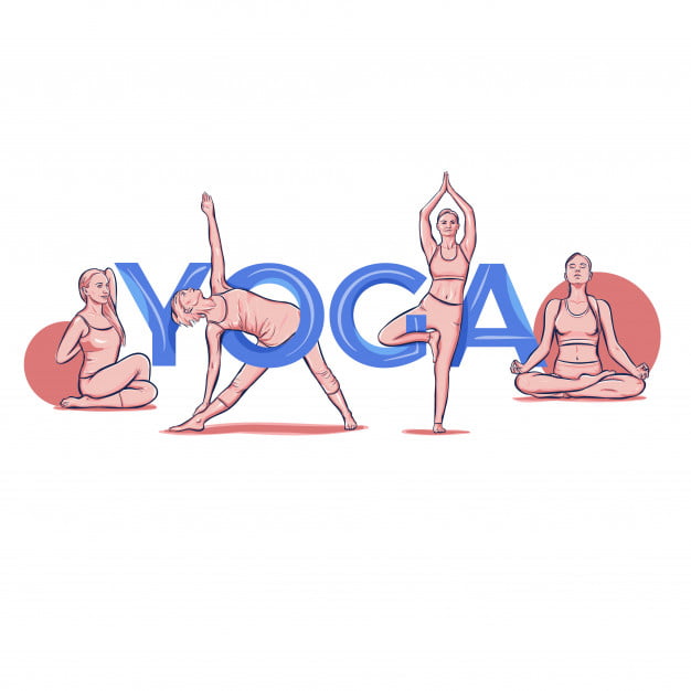 [ai] Yoga lettering typography pose asana Free Vector