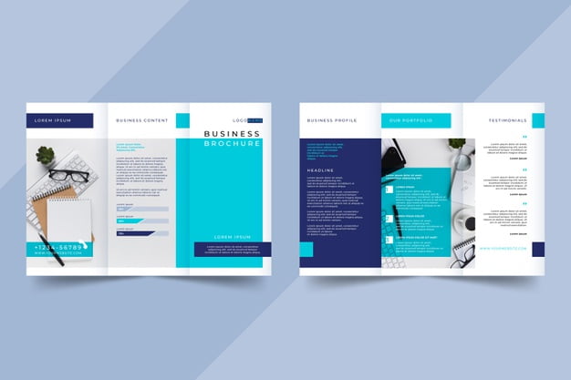[ai] Abstract trifold brochure template with photo Free Vector