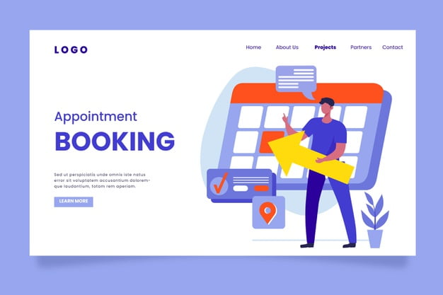 [ai] Appointment booking landing page Free Vector