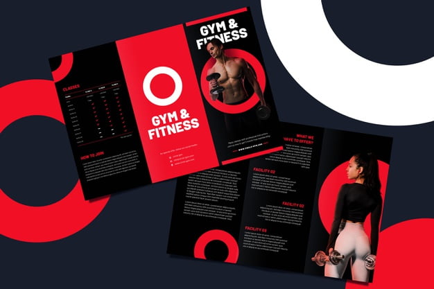 [ai] Brochure template for gym Free Vector