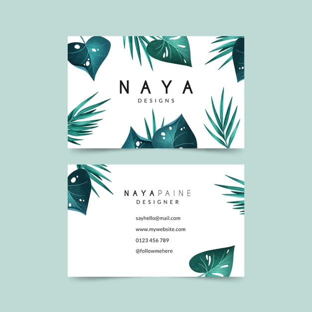 [ai] Business card with natural motifs pack Free Vector