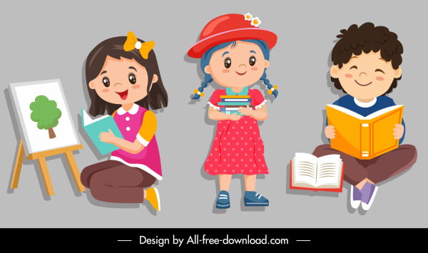 [ai] Childhood icons cute cartoon characters sketch Free vector 2.28MB