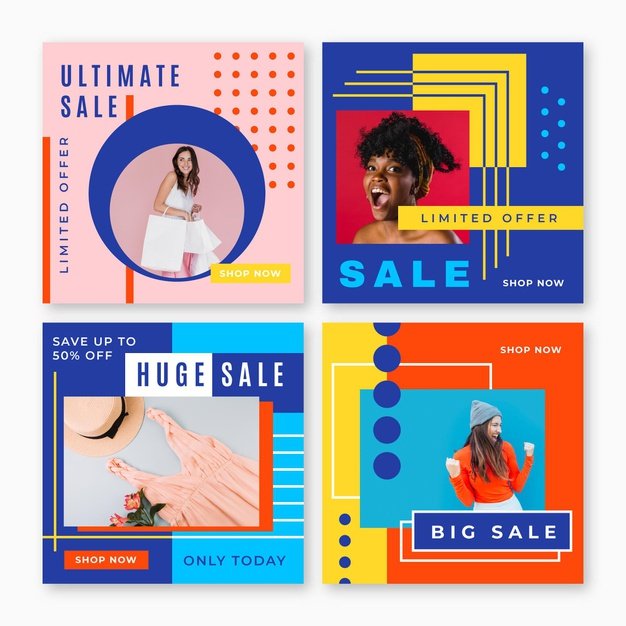 [ai] Colorful sales ig post collection Free Vector