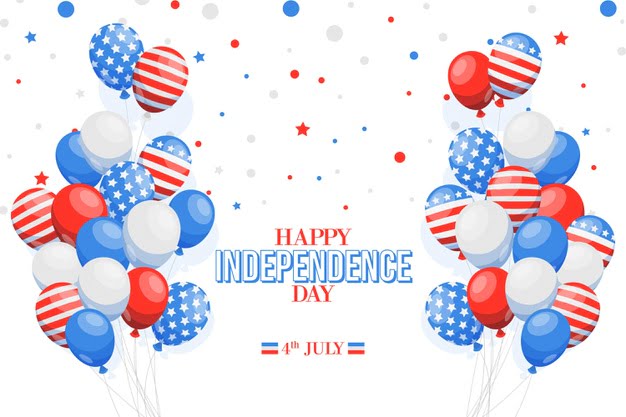 [ai] Flat design 4th of july national flag on balloons background Free Vector